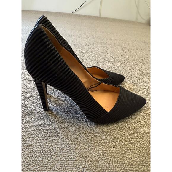 EXPRESS Women's Size 8 Black Ribbed Pointed Toe D'Orsay Stiletto Heels - Picture 6 of 12